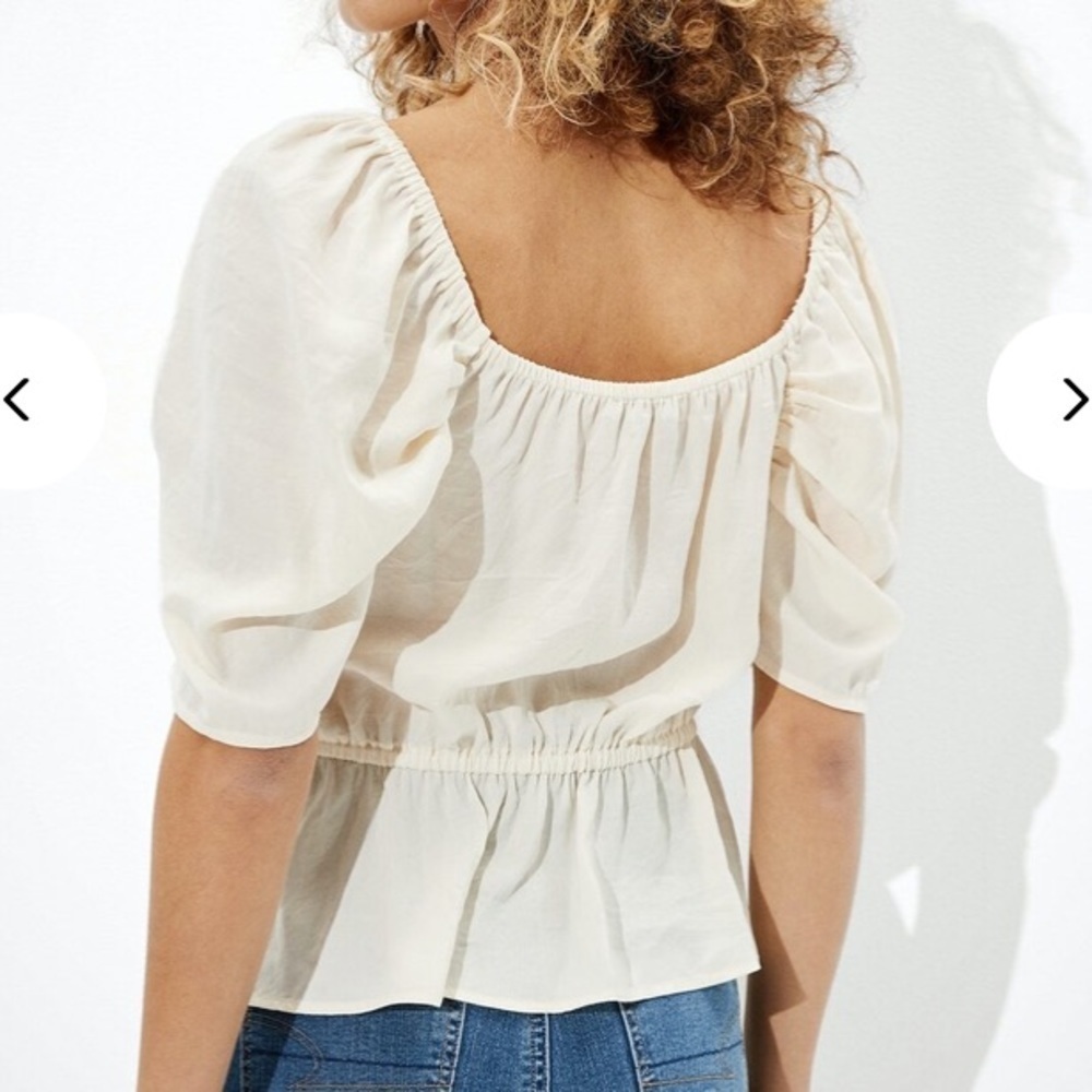 NWT American Eagle Cream Puff Sleeve Blouse - Picture 2 of 10